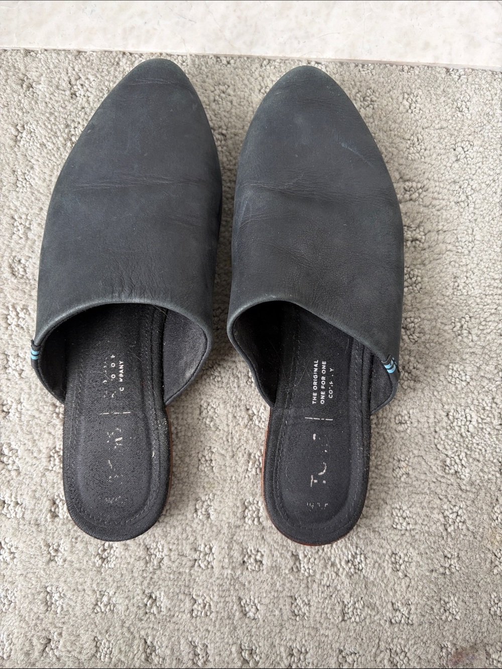 Toms Black Slip-On Leather Mule